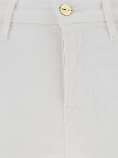 Shop Frame 'mini Boot' White Flared Jeans With Branded Button In Cotton Blend Denim Woman