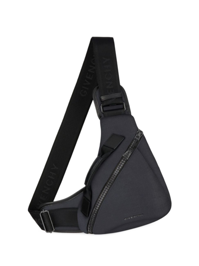 Shop Givenchy Men's Small G-zip Triangle Bag In 4g Nylon In Black