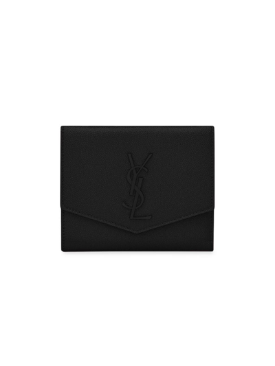 Shop Saint Laurent Women's Uptown Compact Wallet In Black