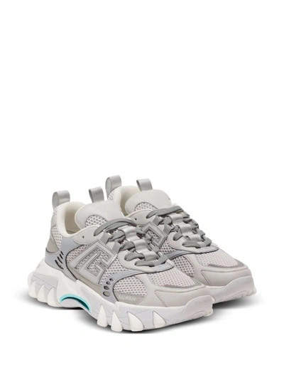 Shop Balmain B-east Pb Gray Sneakers In Grey