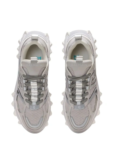 Shop Balmain B-east Pb Gray Sneakers In Grey