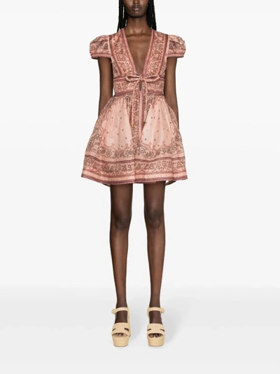 Shop Zimmermann Matchmaker Structured Multicolor Mini Dress In Pink