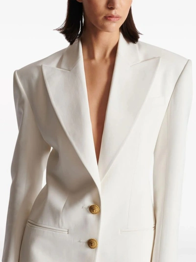 Shop Balmain White Crepe 2-button Jacket