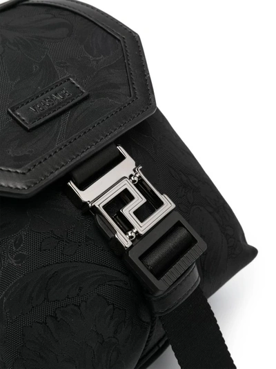 Shop Versace Black Neo Nylon Jacquard Handbag