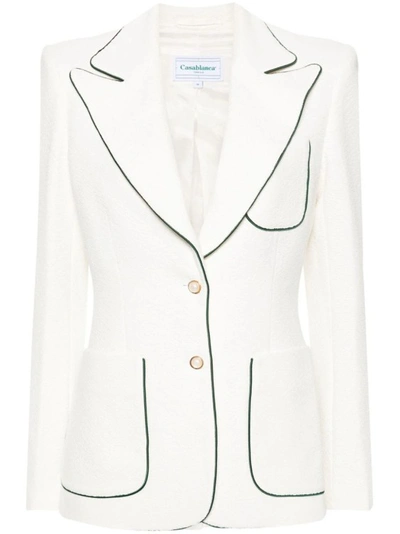 Shop Casablanca White Textured Jacket