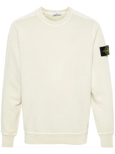 Shop Stone Island Ecru Cotton Sweatshirt In White