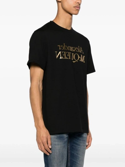 Shop Alexander Mcqueen Reflected Logo Black T-shirt
