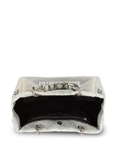 Shop Balmain 1945 Gray Denim Bag In Grey