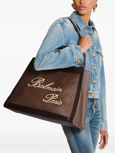 Shop Balmain Olivier's Cabas Brown Bag