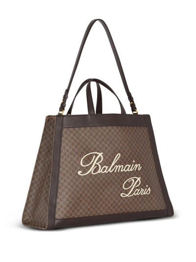 Shop Balmain Olivier's Cabas Brown Bag