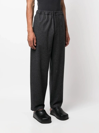 Shop Jil Sander Gray Straight-leg Pants In Black