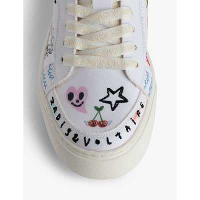 Shop Zadig & Voltaire Zadig&voltaire Women's Blanc High Flash Graphic-print Canvas High-top Trainers