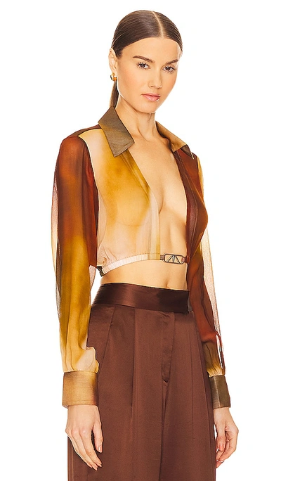 Shop Rta Cropped Shirt In Brown