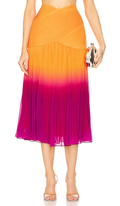 Shop Amur Louise Pleated Maxi Skirt In Orange