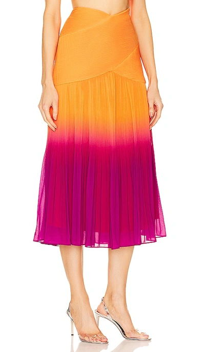 Shop Amur Louise Pleated Maxi Skirt In Orange