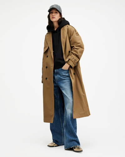 Shop Allsaints Wyatt Relaxed Fit Belted Trench Coat In Brown