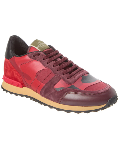 Shop Valentino Leather & Canvas Sneaker In Red