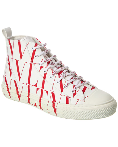 Shop Valentino Canvas High-top Sneaker In White