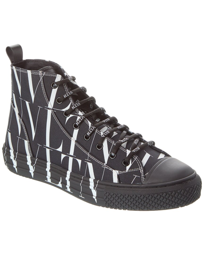 Shop Valentino Canvas High-top Sneaker In Black
