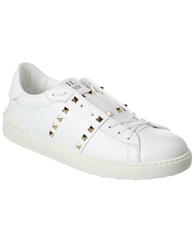 Shop Valentino Rockstud Untitled Leather Sneaker In White