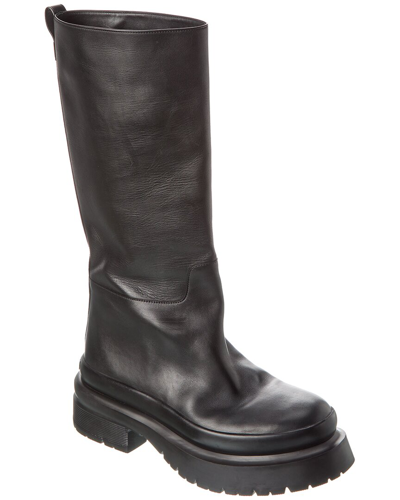 Shop Valentino Leather Knee-high Boot In Black