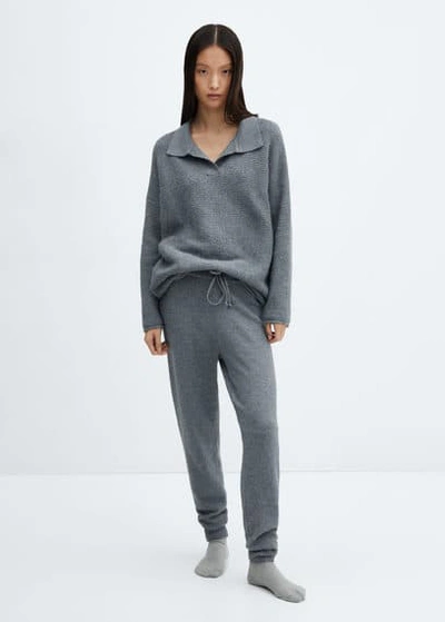Shop Mango Knit Jogger-style Trousers Ink Blue