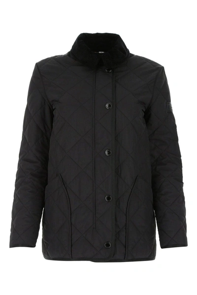 Shop Burberry Long-sleeved Diamond Quilted Jacket In Black