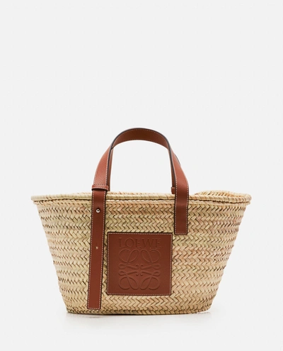 Shop Loewe Palm Leaf Basket Bag In Beige