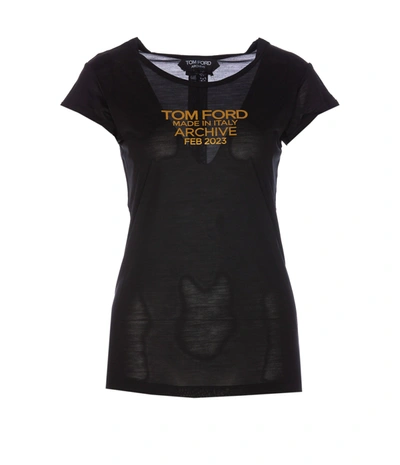Shop Tom Ford Logo T-shirt In Black