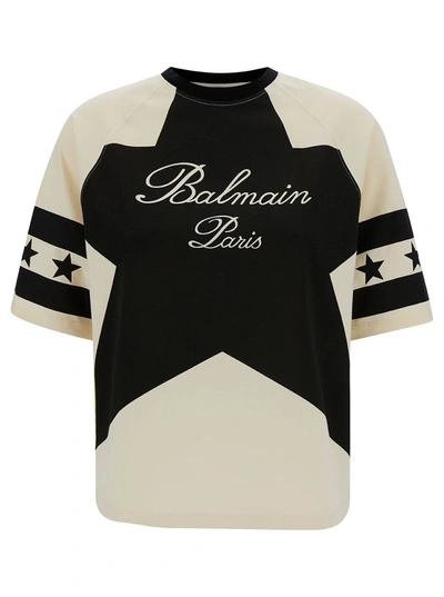 Shop Balmain T-shirt Stars In Black
