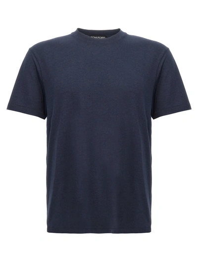 Shop Tom Ford Cotton Lyocell T-shirt In Blue