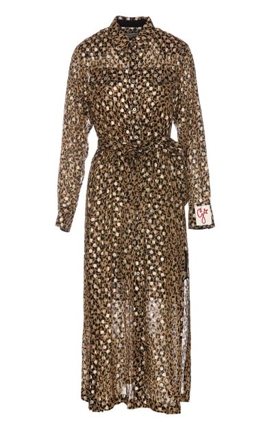 Shop Golden Goose Leopard Long Dress In Brown
