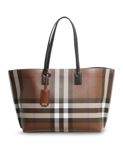 Shop Burberry Ll Md Soft Tb Tote Gc9 Womens Bags In Dark Birch Brown