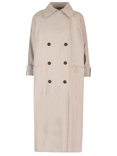 Shop Brunello Cucinelli Long Trench Coat In Grey