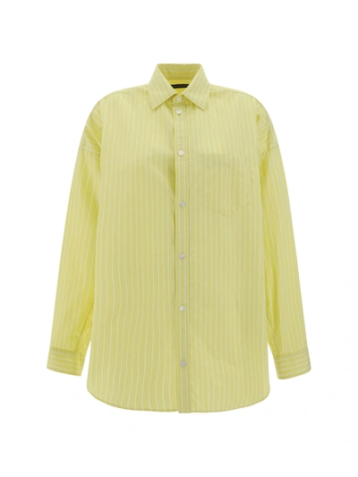 Shop Balenciaga Shirt In Light Yellow/white