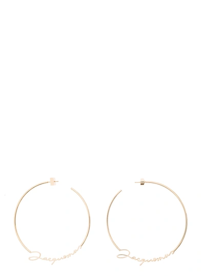 Shop Jacquemus Les Creoles Gold-tone Hoop Earrings In Brass Woman In Metallic