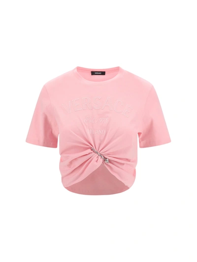 Shop Versace T-shirt In Pale Pink