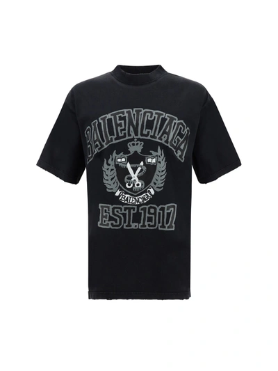 Shop Balenciaga T-shirt In Washedblack/black