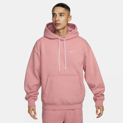 Shop Nike Men's Solo Swoosh Fleece Pullover Hoodie In Pink