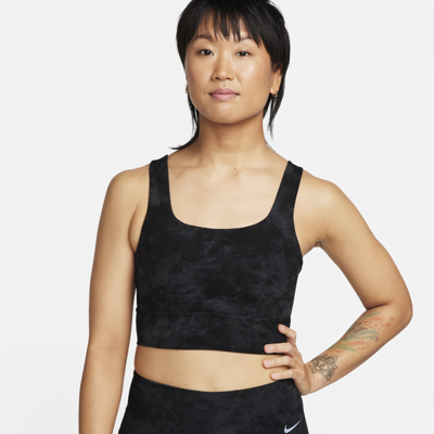 Shop Nike Women's Zenvy Tie-dye Medium-support Padded Longline Sports Bra In Black