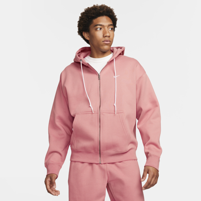 Shop Nike Men's Solo Swoosh Full-zip Hoodie In Pink