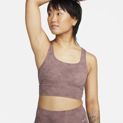 Shop Nike Women's Zenvy Tie-dye Medium-support Padded Longline Sports Bra In Purple
