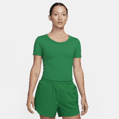 Shop Nike Women's One Fitted Dri-fit Short-sleeve Cropped Top In Green