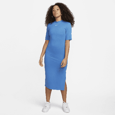 Shop Nike Women's  Sportswear Essential Tight Midi Dress In Blue