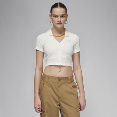 Shop Jordan Women's  Short-sleeve Knit Top In White
