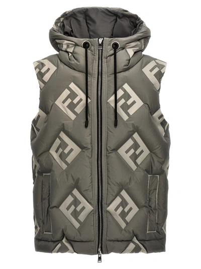 Shop Fendi 'ff' Vest In Gray