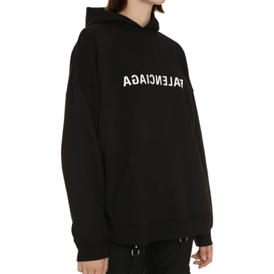 Shop Balenciaga Logo Hooded Sweatshirt