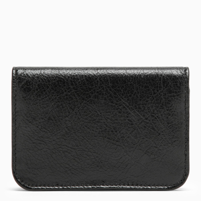 Shop Balenciaga Monaco Black Leather Card Case With Logo
