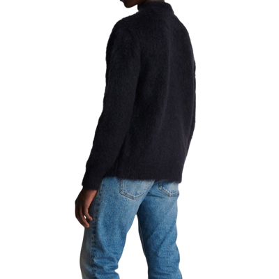 Balmain Black Crewneck Sweater With Maxi Logo Lettering On The Front And Brushed Effect In Wool Blen