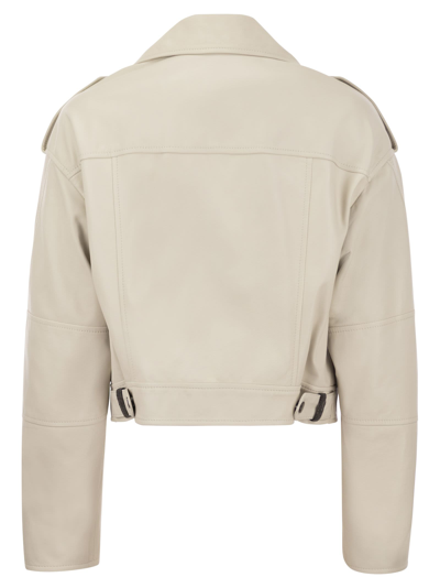 Shop Brunello Cucinelli Nappa Leather Biker With Shiny Details